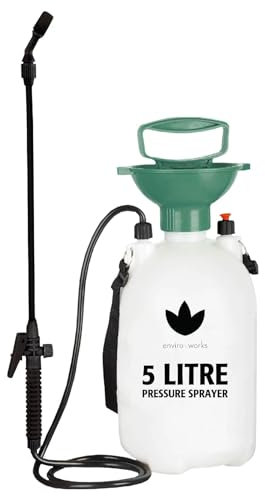 Enviro-Works Garden Sprayer 5 Litre Pressure Sprayer With Fully Adjustable Wand Nozzle From Spray to Mist