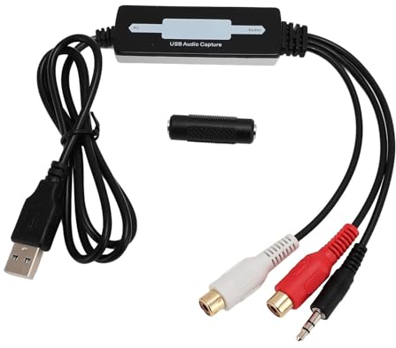 Goshyda USB2.0-Audio-Capture-Card-Grabber, Analoger Kassetten-zu-Digital-MP3-Konverter, Tragbares Zweikanal-Stereo-Sound-Capture-Gerät