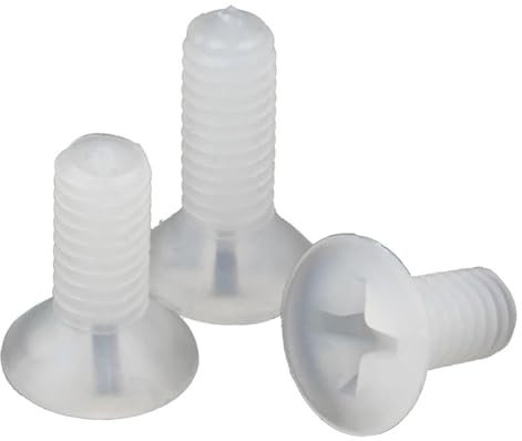 Aqxypas Weiße Nylon-Kreuzschlitz-Senkkopfschrauben, Kunststoff-Kreuzschlitz-Senkkopfschraube M2 M2,5 M3 M4 M5 M6 M8(M6x8mm 50pcs)