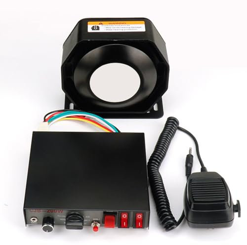 BDJSN 200-W-Auto-Notfallalarm, Elektronisches Auto-Megaphon Mit 9 Tönen, Handmikrofon Und Lautsprecher, 12-V-/24-V-PA-System-Kit Für Polizeiautos, LKWs Und Krankenwagen