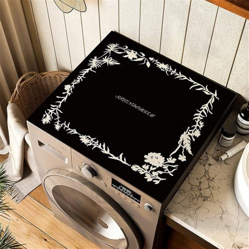 Highdi Housse de Protection pour Machine à Laver Top, Coussin de Machine à Laver Antidérapant Housse de Machine à Laver pour Machine à Laver Ou Sèche-Linge (30 * 40cm,Feuilles rétro 1)