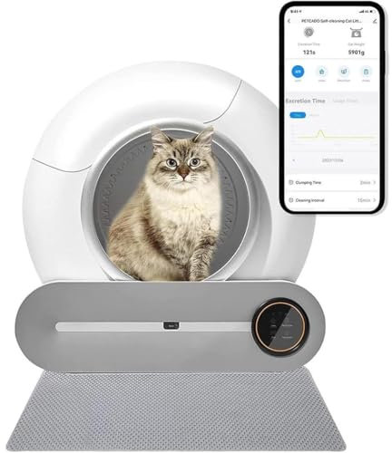 Lettiera per gatti autopulente automatica, capacità extra large da 65 l, controllo degli odori, controllo tramite app, protezione di sicurezza, per più gatti