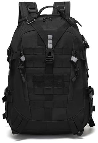 CINGHI LUSSO Militär Rucksack 35 Liter Wasserdichter Survival Taktischer Rucksack Herren Bundeswehr Outdoor Military Tactical Backpack geeignet für Camping, Wandern und Reisen (Schwarz)
