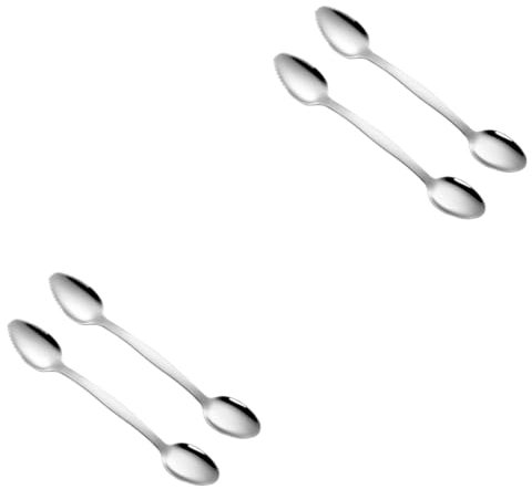 Amosfun 2 Sätze 2St Doppelseitiger Hobelschlammlöffel Trinklöffel Babylöffel Fruchtkugelschaufel schaber spatel stichsäge gezackter Löffel Schablöffel aus Edelstahl Rostfreier Stahl Silver