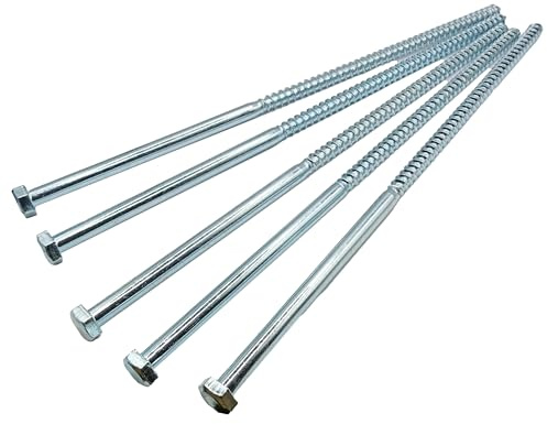 HAFD Heavy-Duty Sleeper Screws 8 x 260mm (10in) Zinc-Plated Hex Head Lag Bolts for Wood to Concrete Fixings, for Coach Screw Outdoor Use in Decking, Fencing, and Landscaping Projects – Pack of 60