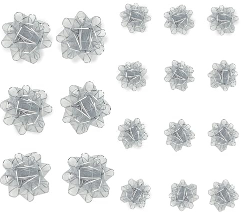 Geschenkschleife Geschenkverpackung Dekoration 18 Stück silber Schmetterling Knoten Geschenk Schleife Geschenk Schleife Schleifen für Weihnachten und Geburtstag 7.6cm/5.6cm