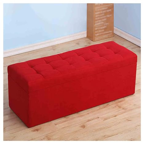Polsterbank mit Stauraum, Ottomane, für Schlafzimmer, Wohnzimmer, Eingangsbereich, Schuhwechselhocker und Bettbank, mit Sitzgelegenheit, Rot, 100 x 40 x 40 cm