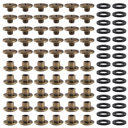 YIXISI 30 Set M5x4mm Chicago Binding Screws Kit, Book Binding Rivets, Leather Rivets, Binding Screws Posts, for DIY Leather Decoration Bookbinding, Bronze