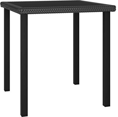 WKIEQACO Outdoor-Tische, Garten-Esstisch, 70 x 70 x 73 cm, Poly-Rattan, Schwarz