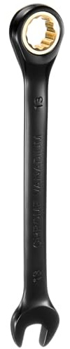 QUARKZMAN Llave de Trinquete de 13mm Métrica de Boca Abierta 72 Dientes Acero CR-V Niquelada Llave Combinada de Trinquete de 12 Puntos para Tornillos Tuercas y Pernos