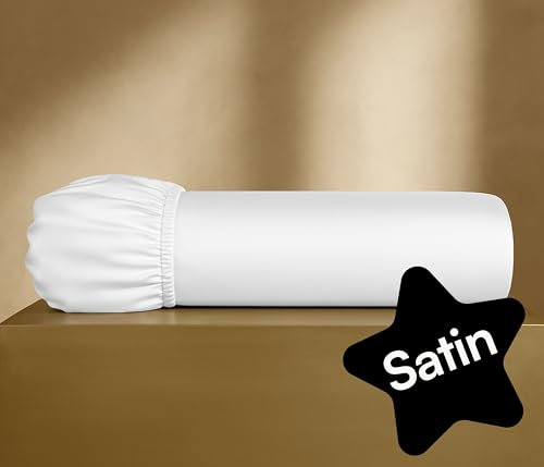 Seralino Bio Spannbettlaken 90x200cm Baumwolle Weiß| Mako Satin Bettlaken 90x200 aus 100% Bio Baumwolle (langstaplig) | weiches Spannbetttuch 90x200 (bis 30cm Steghöhe)| Bettbezug 90x200 Grau