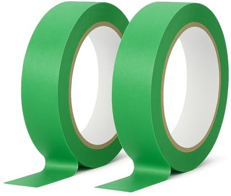 Yuexitech 2 Packs Masking Tape, Ruban De Masquage Peinture 20mm x 50m, Adhérence Moyenne, Multi-Surfaces, Lignes Nettes Sans Bavure Pour Murs Et Boiseries（Vert）