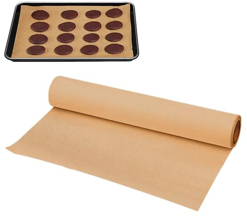 Papel pergamino sin blanquear con hojas de sierra de metal, papel pergamino natural para hornear, cocinar a la parrilla (Color-A- 16.4TF)