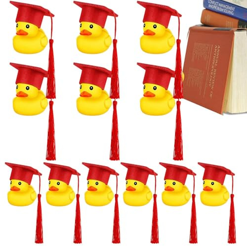 Patos de Goma de Acabado, y Lindos con Gorra Negra, favores para Fiestas, Regalos Decorativos de graduación para Fiestas temáticas, cumpleaños, Eventos Escolares, decoración de Celebraciones