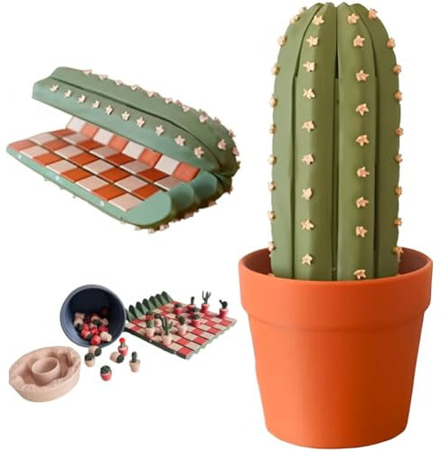 Générique Cactichess - Jeu D'échecs Cactus Enroulable, 32 Pièces Imprimées en 3D, Plateau de Voyage Portable Enroulable, Pièces de Plantes Succulentes, Cadeau Amusant pour Les Amoureux des Plantes