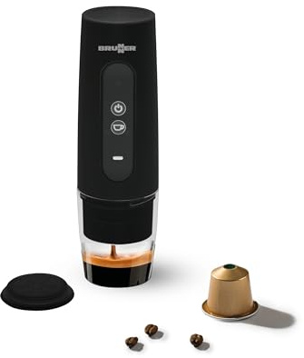 Brunner Vivamoca Portable Espresso Machine, USB Rechargeable Coffee Maker 20 Bar Pressure, Capsule & Ground Coffee Compatible, Compact Camping Travel Coffee Machine with Battery