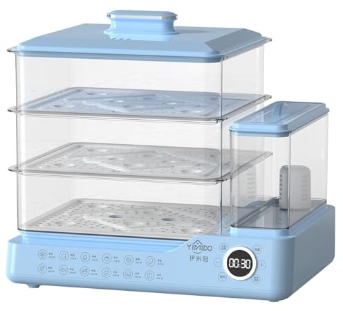 Cuiseur vapeur électrique 3 étages avec minuterie et rendez-vous - Cuiseur vapeur numérique multifonction pour une cuisson rapide simultanée