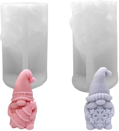 2 Stück 3D Wichtel Silikonform, Silikonform Kerze Weihnachtsmann Weihnachten Kerzenform, Silikonform Weihnachten Wichtel Wichtel Epoxidharz Formen für DIY Weihnachtsschmuck Dekoration