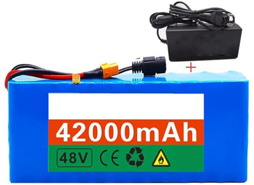 Ebike Batería 48V 42Ah 13S3P Batería para Bicicleta Electrica 48V Baterías Recargables PVC Impermeable para 200W-1000W Scooter Motor con Charger Y BMS 48V 42Ah,XT60
