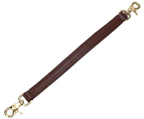 Drfeify Sangle de Maintien de Selle en Cuir avec Boucle en Laiton, pour L'équitation Occidentale Anglaise et L'entraînement équestre des Enfants Débutants, Aide à la Poignée de sécurité (Brown)