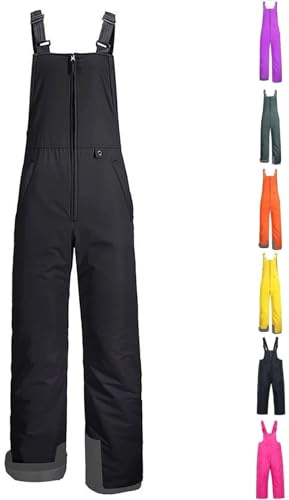 PAIDAXING Pantalon de ski imperméable unisexe pour garçons et filles - Pantalon de neige épais et chaud à fermeture éclair - Pantalon de neige décontracté pour enfants - Salopette thermique avec
