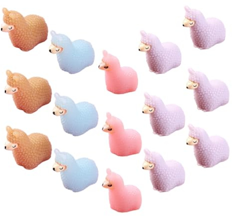 BESPORTBLE Lot de 15 Mini Figurines d'Alpagas en Résine Colorée Décoration Jardin Miniature Statues d'animaux Miniatures pour Maison de Poupée et Micro-Paysage Accessoires Décoratifs