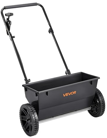 VEVOR Esparcidor de Empuje Manual Capacidad Carga de 22,6 kg, Esparcidor de Compost con Tolva y Ruedas, Ancho de Esparcimiento de 460 mm, para Semillas y Fertilizantes, para Jardín, Césped, Patio
