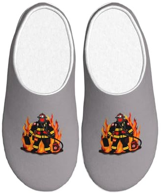 ZTPOWQA Firefighter Fireman Print Practical Anti Pilling Washable Slippers Women Men TPR Sole Indoor Outdoor shoes