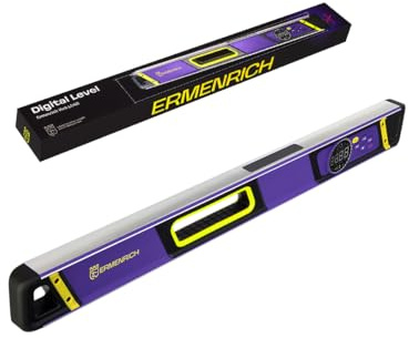 Ermenrich Verk LD60 Inclinometro Digitale, Livella a Bolla & Metro Laser | Strumento di Misura Angoli 3-in-1 con Laser a Croce Goniometro Elettronico Base Magnetica per Falegnameria e Fai da Te