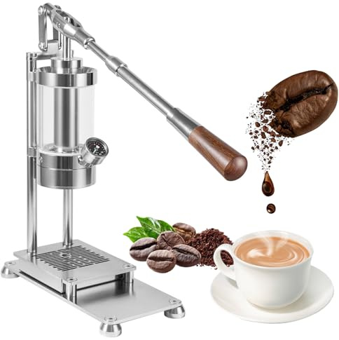 Manual Lever Portable Espresso Maker, Hand-pressed Coffee Machine Stainless Steel, 1-16bar Pressure, Solid Wood Handle, For 58mm Portafilter, For Cappuccino, Latte, Macchiato