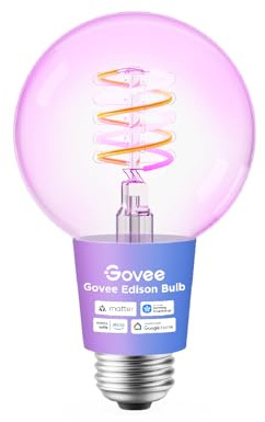 Govee Smart Edison Glühbirne E27, RGBWW Vintage LED Lampe G80, 1 Stück | Kompatibel mit Alexa, Google Assistant, Dimmbare mit COB-Lichtleiste, 16 Millionen DIY-Farben, für Restaurant und Wohnzimmer
