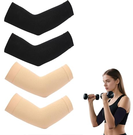 BIVYAX Oberarm Bandage und Arm Bandage Kompression, Arm Kompressionsstrumpf,Lymphödem Armstulpen für Ellbogen Unterstützung, Atmungsaktive Kompressionsärmel bei Schwellungen, 2 Paare