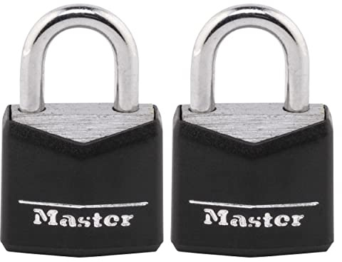 Master Lock 121T Padlock, Covered Aluminum Lock, 3/4 in. W, Black, 1-Pack, 2-Count