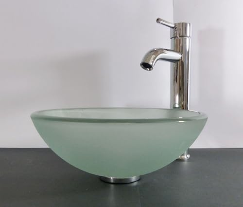 Nero Aufsatz Glas Waschbecken Waschschale satiniert 31cm klein rund Waschtisch Bad Gäste-WC Wohnmobil (Waschschale)
