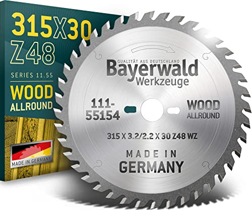 Bayerwald - HM Kreissägeblatt - Ø 315 x 3.2 x 30 | Z=48 UW | Serie 11.55 - Wechselzahn für Längs- & Querschnitte in Holz/Holzwerkstoffen
