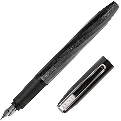 ONLINE Füller Slope, Iridiumfeder mit Strichstärke M, für Standard-Tintenpatronen, ergonomisches Griffstück, Füller für Rechtshänder, für Schule und Büro, Farbe Schwarz