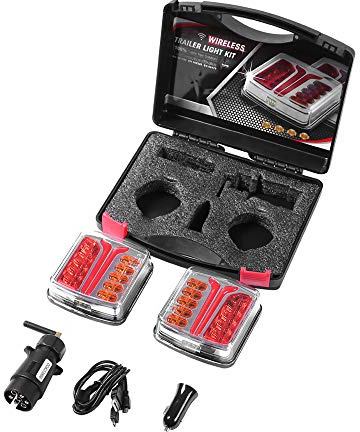 ETUKER LED Magnetisch Kabellos Anhänger Rücklichter, 12V Wasserdicht Kabellos Anhänger Rücklicht Bremslicht Kontrollleuchte, Mit Kennzeichenbeleuchtung, Mit Magnet, Für Wohnwagen/RV/LKW/Anhänger(LED)