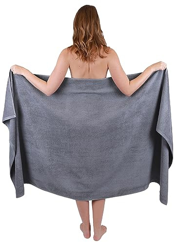 Betz badhandduk stor XXL storlek 100 x 200 cm badhanddukar bastuhandduk Dresden 100 % bomull färg antracit