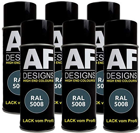 Alex Flittner Designs 6X Ral Pintura en Espray Pintura Coche Laca Colorida Lata de Aerosol RAL5008 Gris/Azul Mate