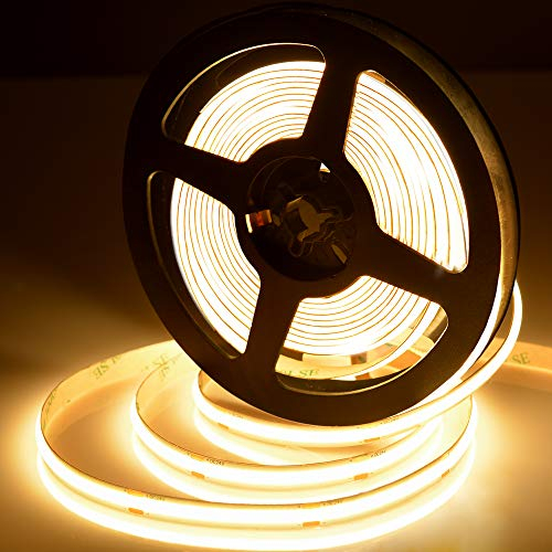 BERIXDEEP Dotless LED Strip 5m, 480LEDs/m, 24V, CRI 92+, Warm White LED Strip Lights for Wardrobe, Mirror, Shelf, Worktop, Cabinet, 2700k (Without Power Supply)