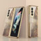 COQUE Galaxy Z Fold 3 5G Case,Ultra Slim 9H Glass Shiny Painted Mobile Phone Shell,Folding Phone Cover for Samsung Galaxy Z Fold 3 5G-Caiyun-Champagne