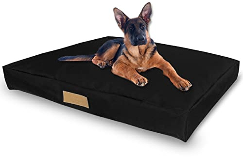 Petsen Hundematratze für mittelgroße und große Hunde, Robustes Hundebett, kratzfestes und abriebfestes Hundekissen, personalisierbar mit Namensgravur (schwarz, XXL)