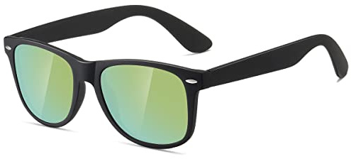 kimorn Polarisierte Sonnenbrille Klassische Unisex Horn Umrandet 80's Retro Eyewear AE0300 (Schwarz&Gold, 52)