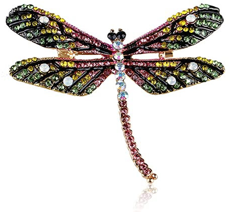 MAYIYAHO Antike Goldfarbe Schöne Kristall Strass Libelle Insekt Revers Brosche Pin Schmuck Zubehör