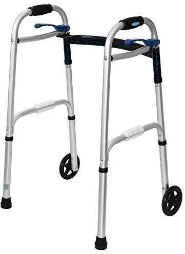 FLBT Déambulateur Pliable léger avec 2 Grandes Roues, déambulateur Vertical pour Personnes âgées à Hauteur réglable, Aide à la Marche, pour extérieur/intérieur/Tapis (Taille : sans Roues) Needed