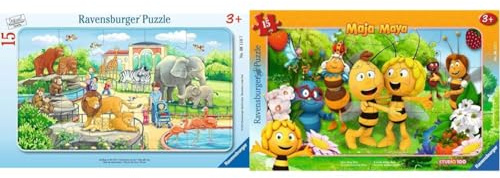 Ravensburger Kinderpuzzle - 06116 Ausflug in den Zoo - Rahmenpuzzle für Kinder ab 3 Jahren, mit 15 Teilen & Kinderpuzzle - 06121 Biene Majas Welt - Rahmenpuzzle für Kinder ab 3 Jahren, mit 15 Teilen