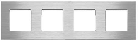 Luxus-Time Wippschalter Lichtschalter Steckdosen mit Aluminium Rahmen Komplettset für Unterputzdose UP Schuko Wipp Wandschalter Einbau Kippschalter (4-Fach Rahmen Aluminium)