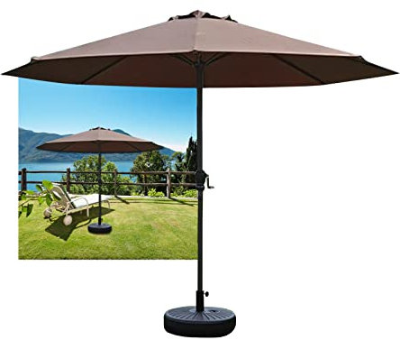 whalebee Sonnenschirm Gartenschirm UV-Schutz Wasserdicht, Winddicht Strandschirm Mit Handkurbel Und 8 Rippen, Faltbarer, 2.7m Rund Sonnen Terrassenschirm Für Jagd Angeln Camping Reise Strand
