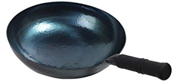 OQHAIR Wok Manuale per Uso Domestico Tradizionale Padella in Ferro Non Rivestito in Acciaio al Carbonio Wok fornello a Gas Utensili da Cucina