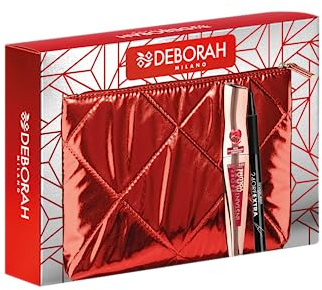 Deborah Milano Idee Geschenkbeutel, inkl. Mascara Instant Maxi Volumen mit Granatapfelöl und Eyeliner Pen 24 Stunden extra schwarz, Nr. 08